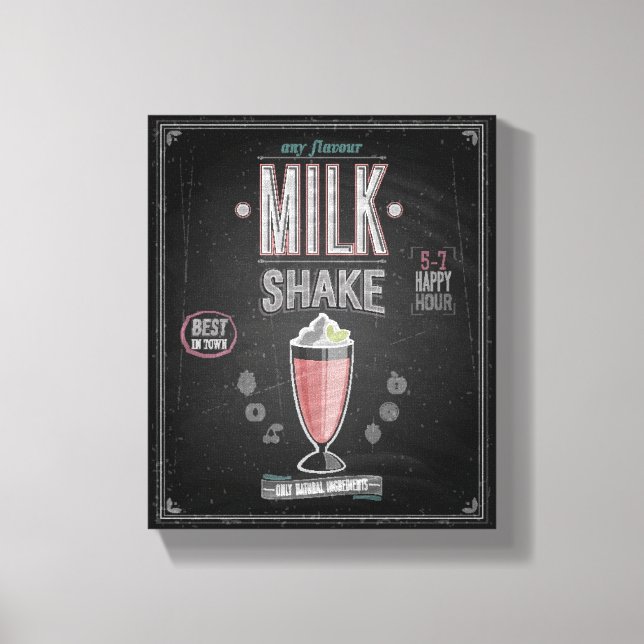 Lienzo Poster Vintage MilkShake - Chalkboard (Anverso)