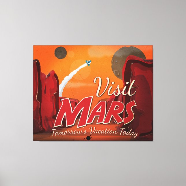 Lienzo Póster Vintage Visita a Marte (Anverso)