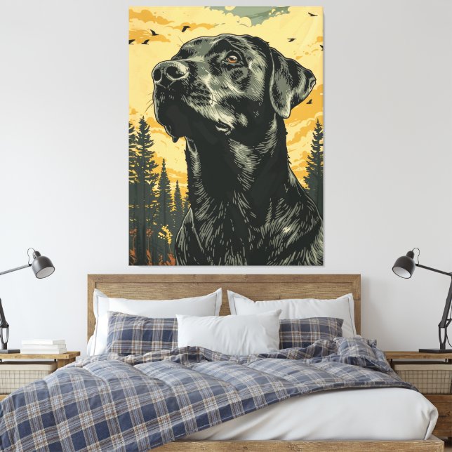 Lienzo Pósteres antiguos del Labrador Retriever negro (Insitu(Dormitorio))