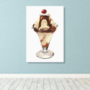 Lienzo Postres de helado de chocolate caliente Sundae Vin