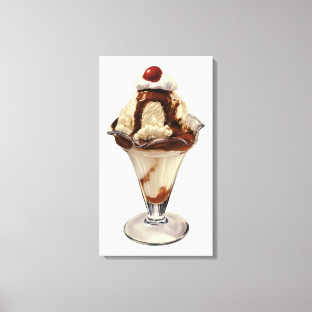Lienzo Postres de helado de chocolate caliente Sundae Vin (Anverso)
