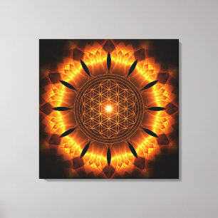 Lienzo power áureos mandala with of flower symbol life