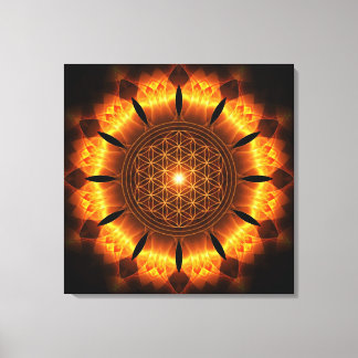 Lienzo power áureos mandala with of flower symbol life