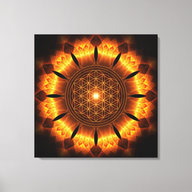 Lienzo power áureos mandala with of flower symbol life (Anverso)