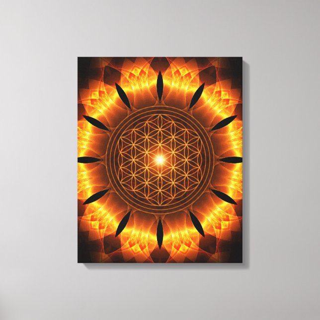 Lienzo power áureos mandala with of flower symbol life (Anverso)