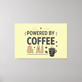 Lienzo Powered by Coffee & AI Retro Tech Vector