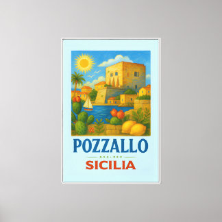 Lienzo Pozzallo Sicilia con La Torre Cabrera