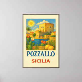 Lienzo Pozzallo Sicilia con La Torre Cabrera
