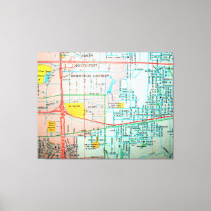 Lienzo PRADERA MAGNÍFICA, mapa del vintage de TX