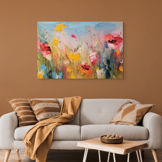 Lienzo Prado de Verano – Flores Silvestres Abstractas Exp (Summer Meadow – Expressive Abstract Wildflowers)