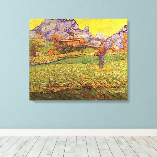 Lienzo Prado en las montañas de Vincent van Gogh (Insitu (piso de madera))