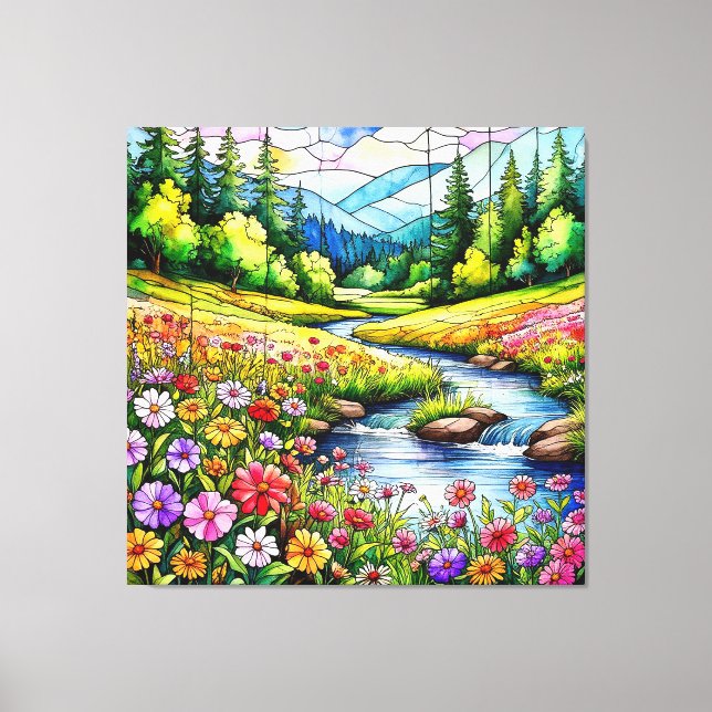 Lienzo Prado vibrante con flores silvestres en flor (Anverso)