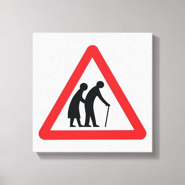 Lienzo PRECAUCIÓN Personas de edad avanzada - Rótulo de t (Anverso)