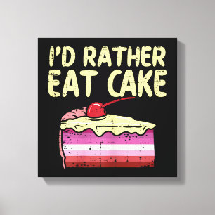 Lienzo Prefiero comer pastel de orgullo gay con bandera l