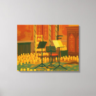 Lienzo Preludio iluminado por velas - Sala de música, Bri