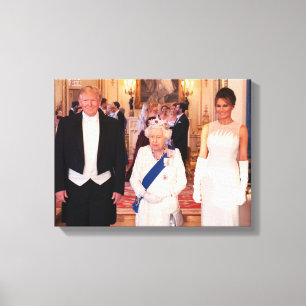 Lienzo Pres y 1ra señora Trump With Queen Elizabeth II