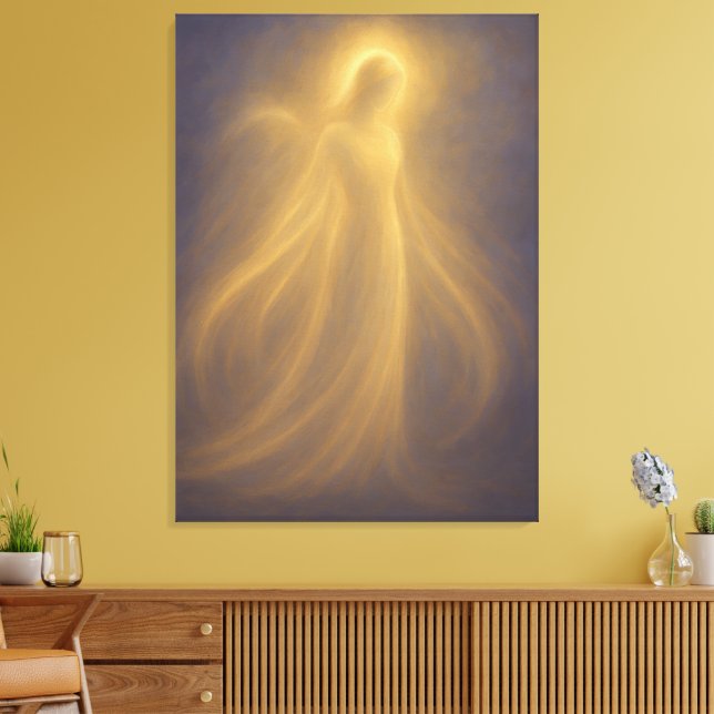 Lienzo Presencia Radiante Ángel de Luz Dorada Espiritual (Insitu (Sala de estar))