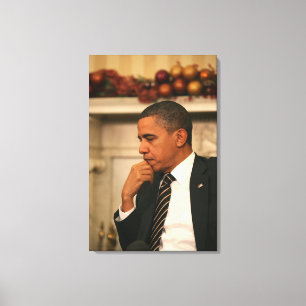 Lienzo Presidente Barack Obama refleja mientras que él se