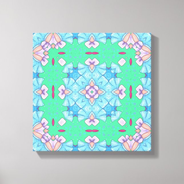 Lienzo Pretty Abstract Home Wall Art blue green and pink (Anverso)