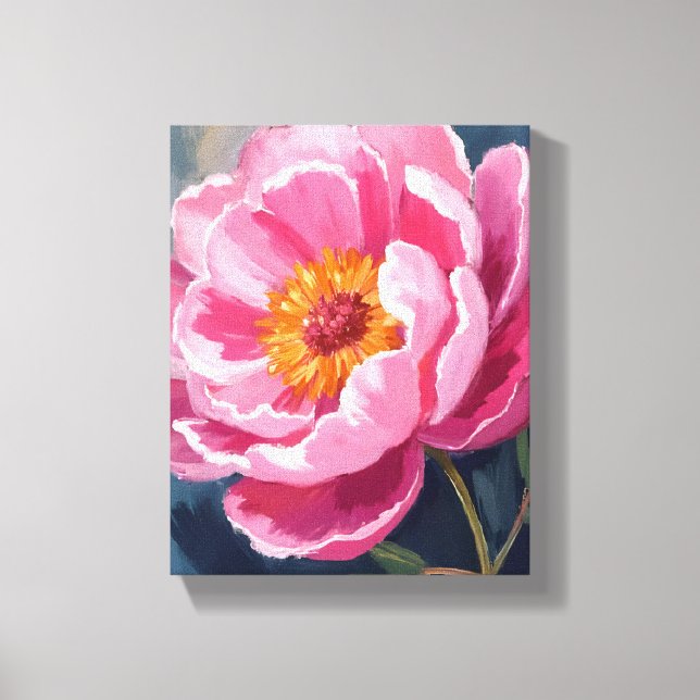 Lienzo Pretty Pink Peony | Flower Painting Watercolor (Anverso)