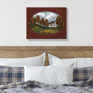 Lienzo Prim Saltbox House Hills and Trees Hermoso