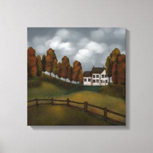 Lienzo Prim Saltbox House Trees and Hills
