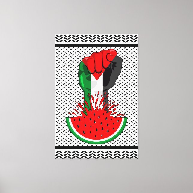Lienzo Prima de resistencia palestina sobre la sandía (Anverso)