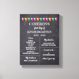 Lienzo Primer día de Kindergarten Chalkboard sobre mi fir