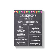 Primer día de Kindergarten Chalkboard sobre mi fir