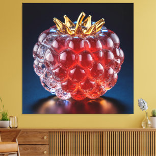 Lienzo Primer plano de frambuesa de cristal rojo de lujo