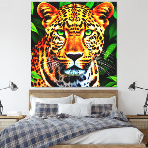 Lienzo Primer plano de la cara de un jaguar leopardo con 