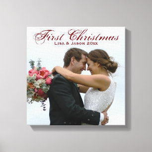 Lienzo Primera foto de boda de Navidad con nombres
