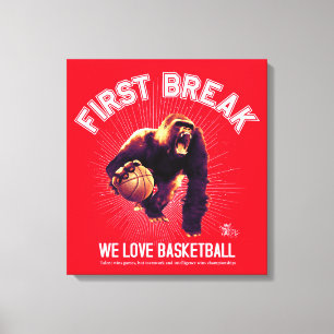 Lienzo Primera rotura, baloncesto del amor, gorila (ver