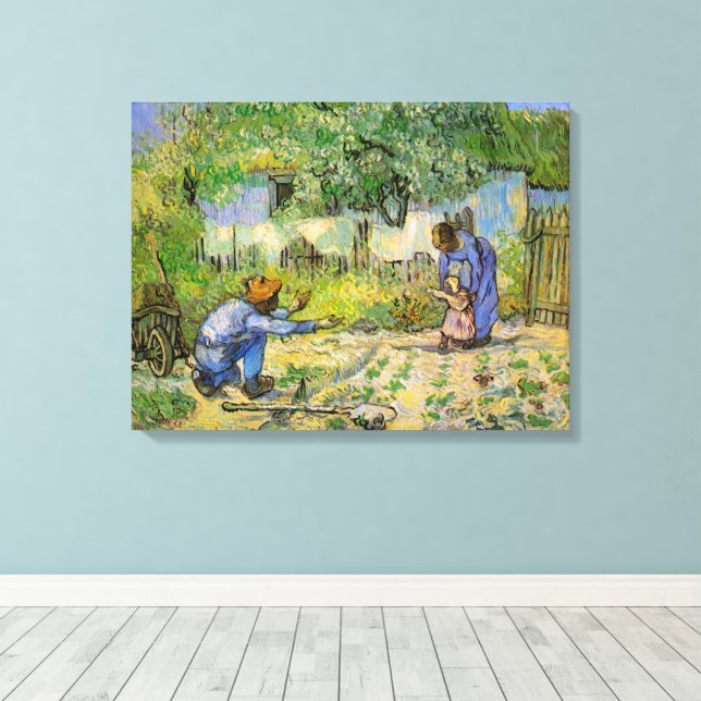 Lienzo Primeros pasos (según Millet) de Vincent van Gogh (Insitu (piso de madera))
