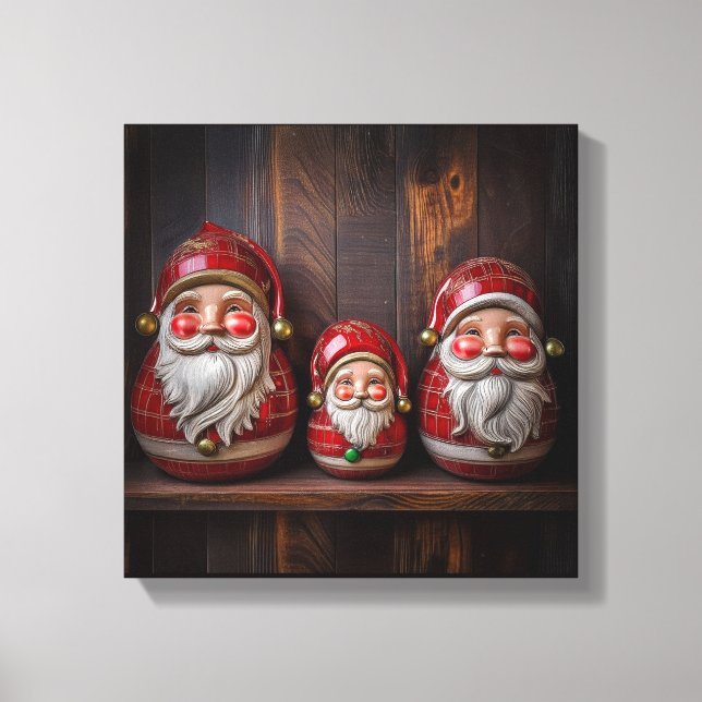 Lienzo Primitive Folk Art Santa Claus Rustic Christmas Ca (Anverso)
