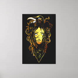 Lienzo Princesa abrazada por un cuervo