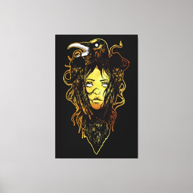 Lienzo Princesa abrazada por un cuervo (Anverso)