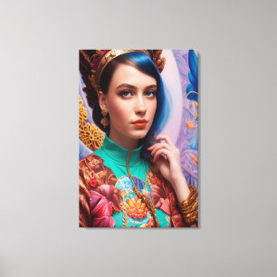 Lienzo Princesa con traje azul turquesa decorativo