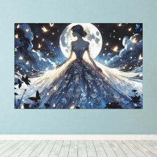 Lienzo Princesa Hada Bajo la Luz de la Luna Vestido Celes