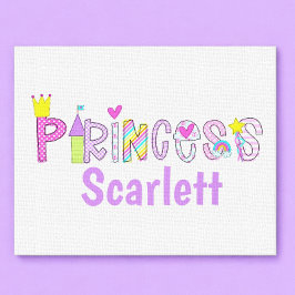 Lienzo Princesa personalizada Alphabet Crown Castle Wand