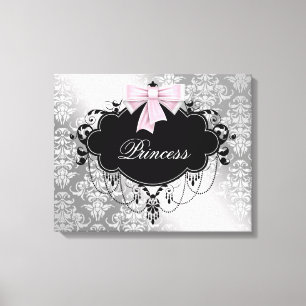 Lienzo Princesa Princesa de Damasco Negro Rosa