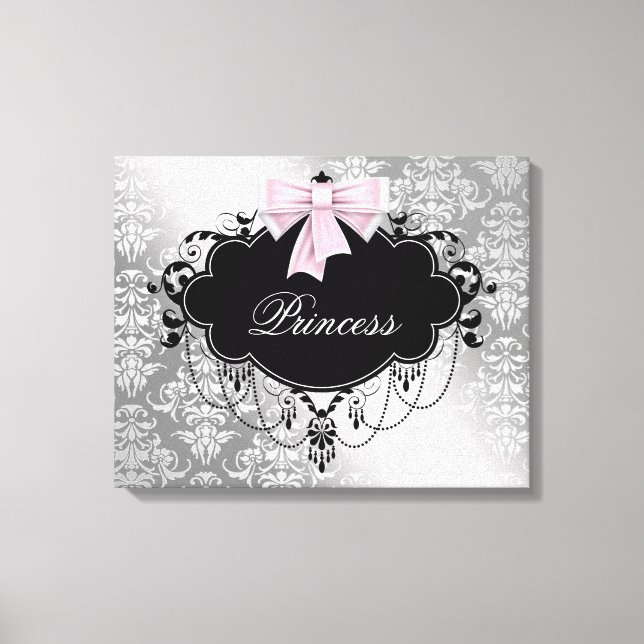 Lienzo Princesa Princesa de Damasco Negro Rosa (Anverso)