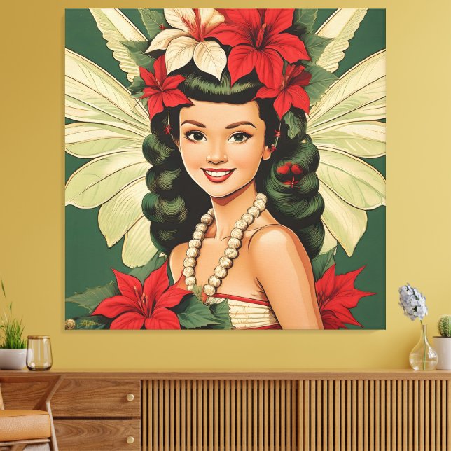 Lienzo Princesa Retro de Navidad Tropical de los 50 (Insitu (Sala de estar))