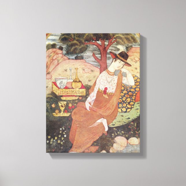 Lienzo Princesa sentada en un jardín, Dinastía Safávida (Anverso)