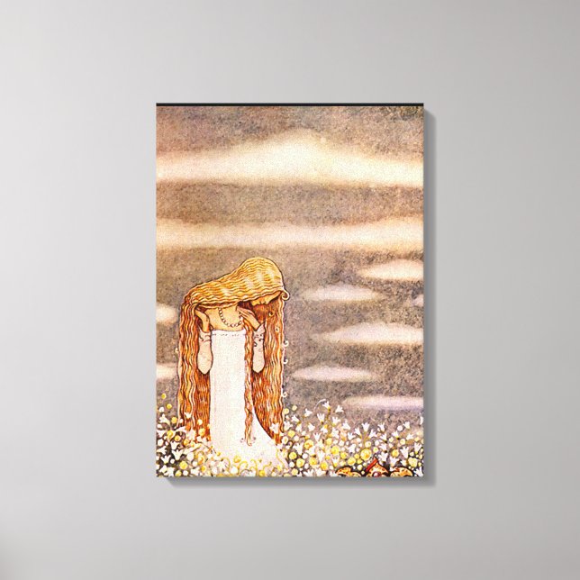 Lienzo "Princesa Tuvstarr" acuarela John Bauer (Anverso)