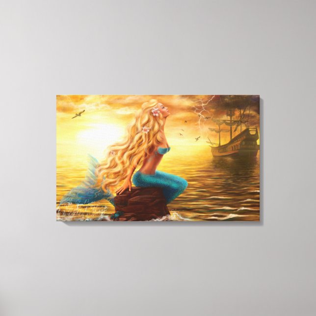 Lienzo Print Fantasía sirena al atardecer (Anverso)