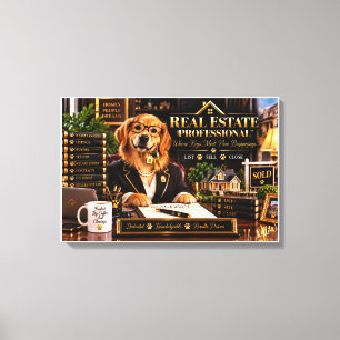 Lienzo Profesional Inmobiliario Golden Retriever Agente I