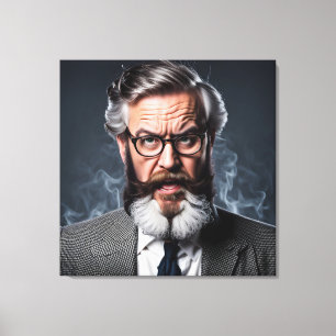 Lienzo Profesor loco de barba
