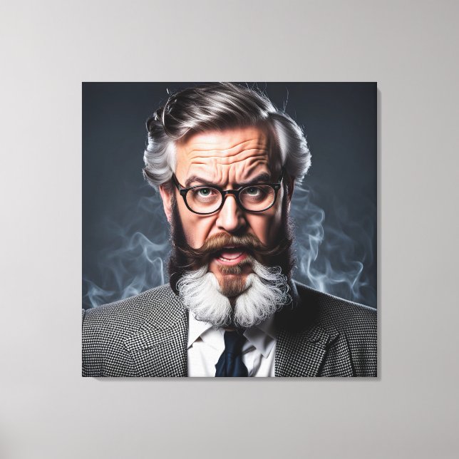 Lienzo Profesor loco de barba (Anverso)