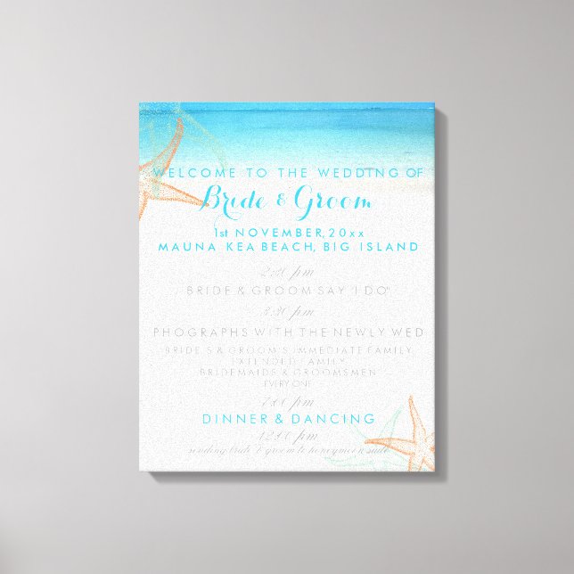 Lienzo Programa de bodas en la playa de PixDezines (Anverso)